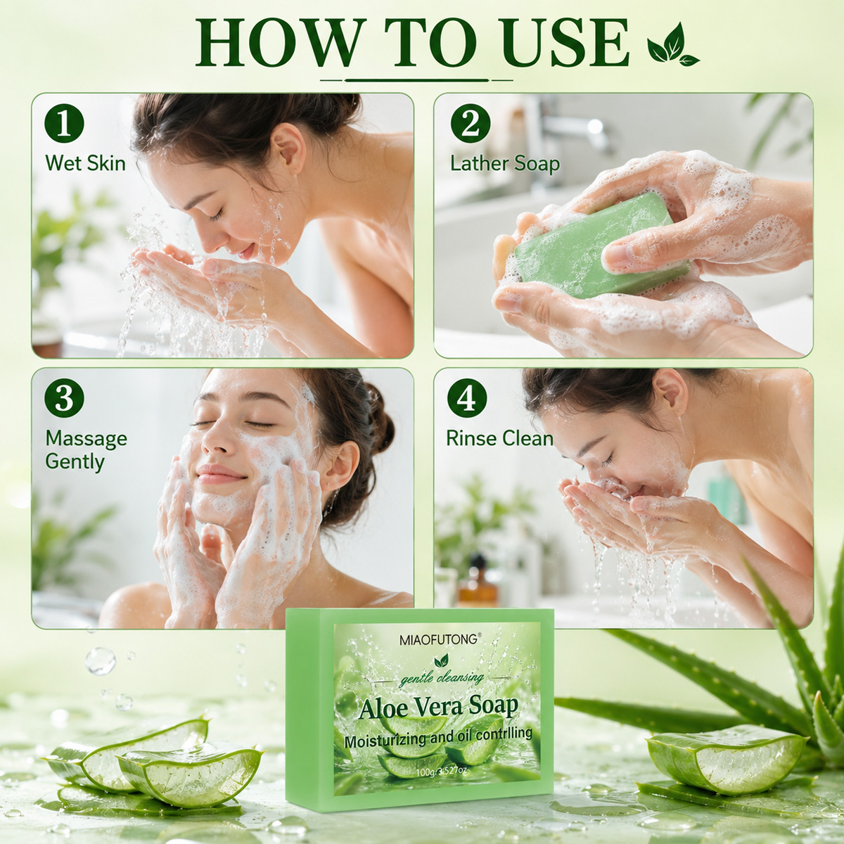 4 in 1 알로에 베라 수제 에센셜 오일 비누 보습  - Skincare Gentle 리뷰 및 가격